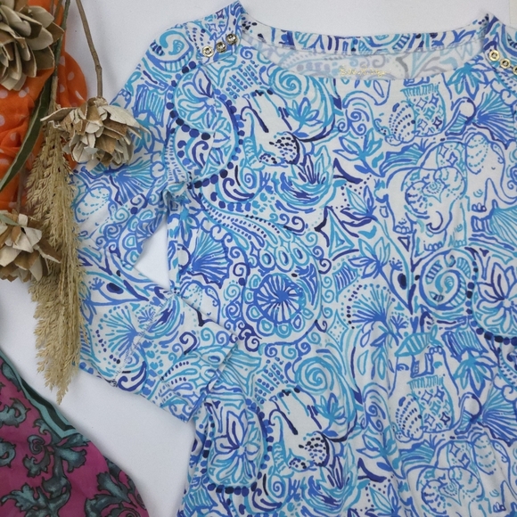 Lilly Pulitzer Blue and White Swirl Dress Sz Small - Picture 2 of 9